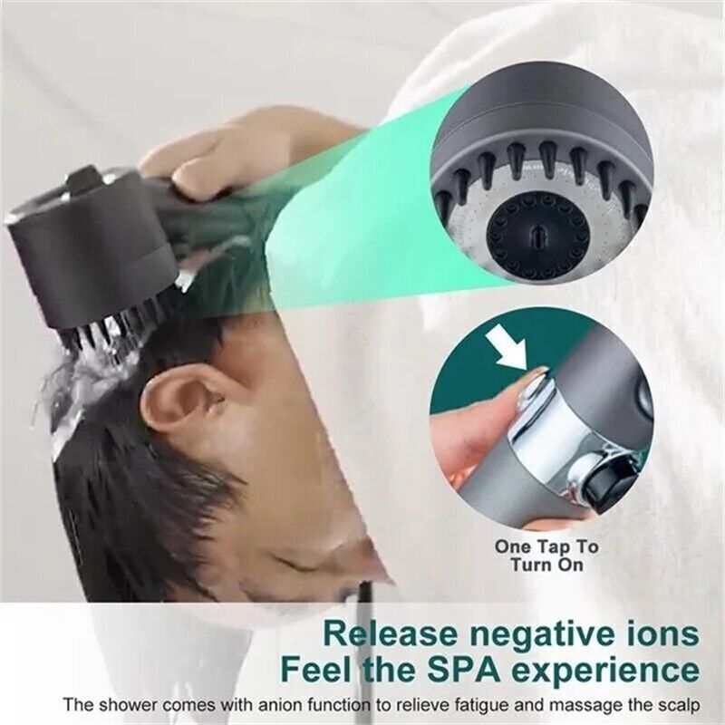 3 Modes Shower Head With Filter High Pressure Water Saving Massage Body Scalp