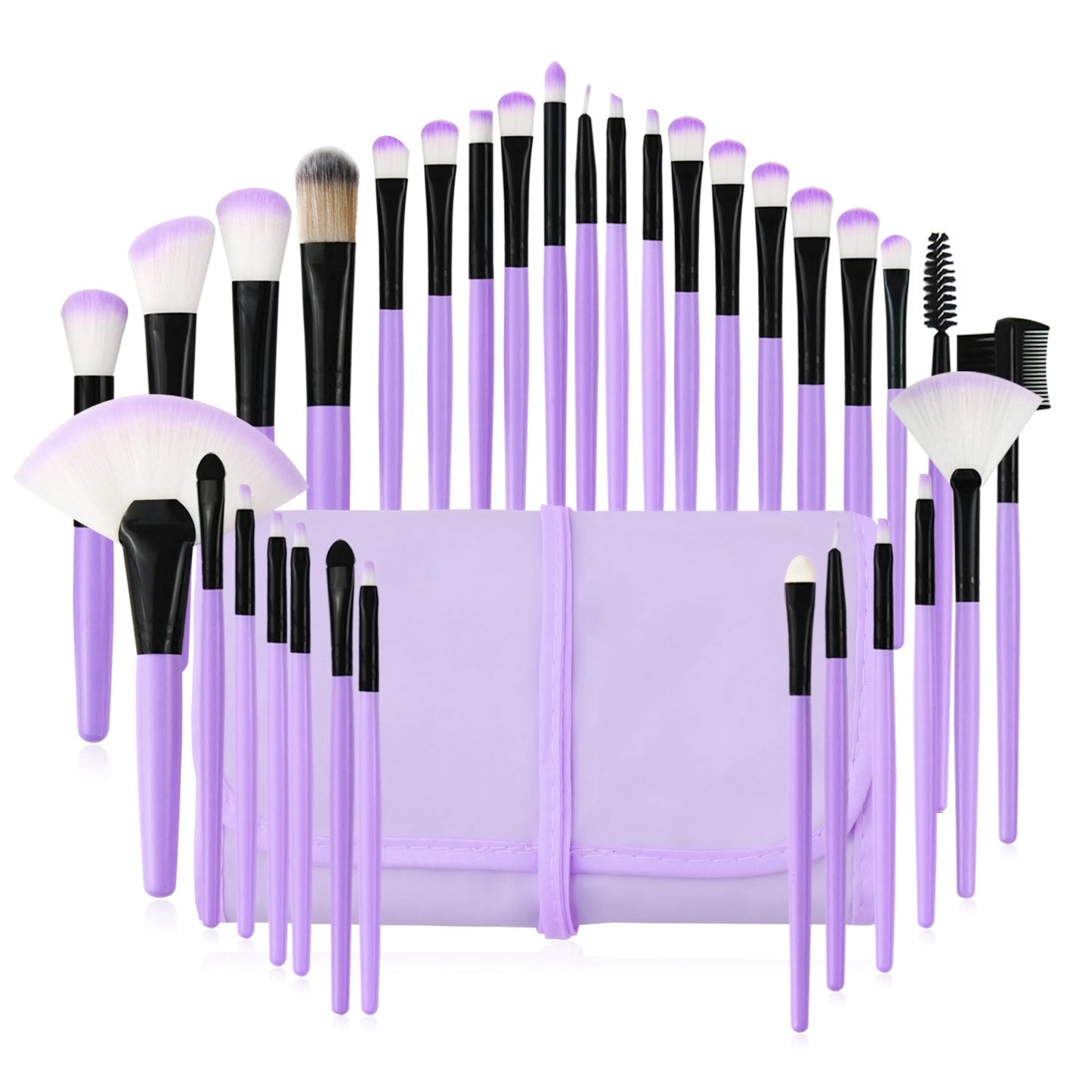 32Pcs Makeup Brushes Pouch Set Blending Powder Puff Professional Cosmetics Tools