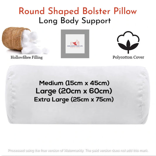 Round Shaped Bolster Pillow White Cushion Long Body Support Orthopaedical Pillow hotel pillows